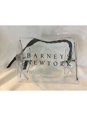 Barneys New York Clear Vinyl PVC Makeup Bag Cosmetic Travel Plastic Transparent